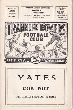 Tranmere Rovers v Brentford Match Programme 1958-10-11